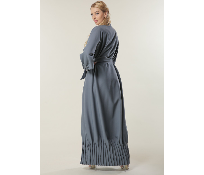 Moistreet Small Grey Abaya with Pleated Hem and Sleeves - Zoom Image 3