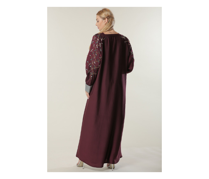 Moisteert Extra Small Maroon Abaya with Handwork - Zoom Image 3