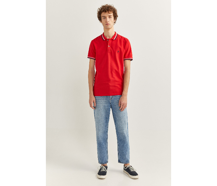 Springfield SS20 Basic Slim Fit Polo T-Shirt With Tipping XXX-Large For Men - Red - Zoom Image 3