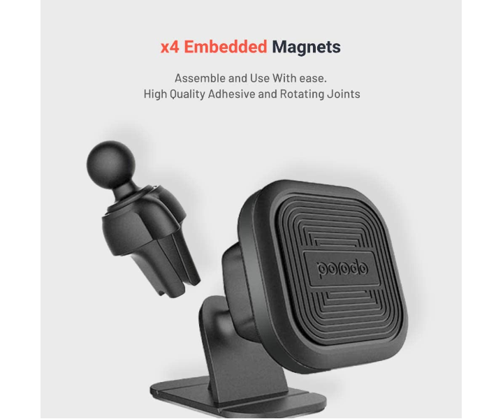 Porodo Aluminum Magnetic Car Mount - Black - Zoom Image 2