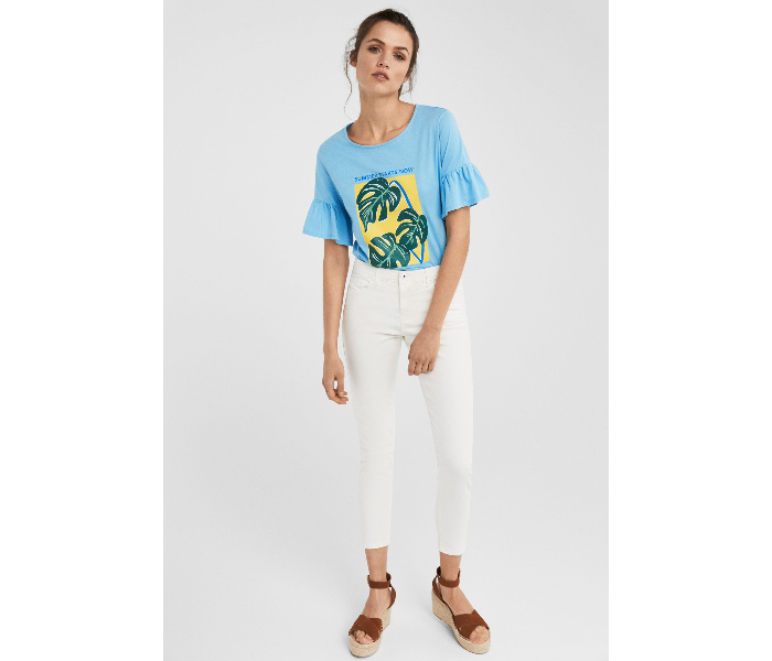 Springfield SS19 Short Sleeve Printed T-Shirt Small For Women - Blue - Zoom Image 1