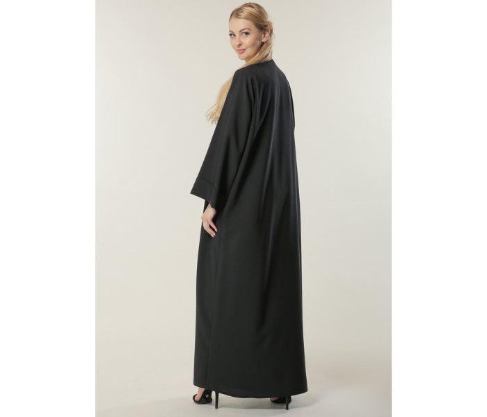 Moistreet Medium Black Abaya with Jaquard Panel - Zoom Image 2