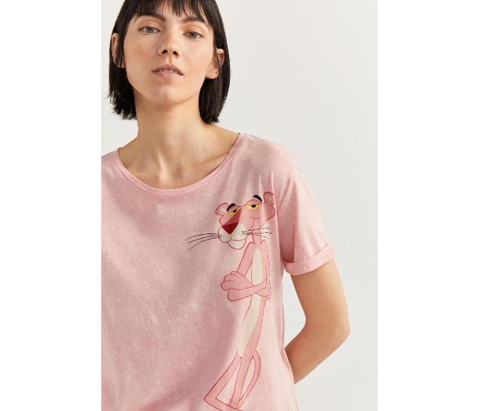 Springfield SS20 Short Sleeve Pink Panther Printed T-Shirt Medium For Women - Pink - Zoom Image 2