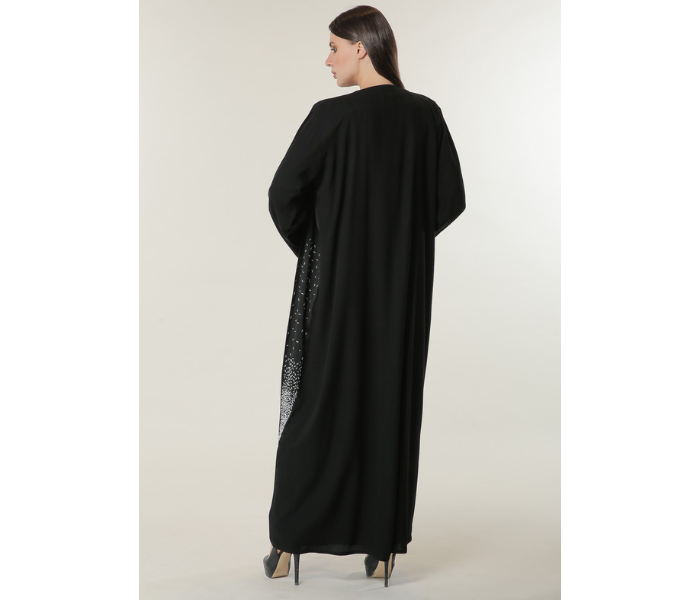 Moistreet Extra Large Black Abaya with Handwork on Twin Panels - Zoom Image 3