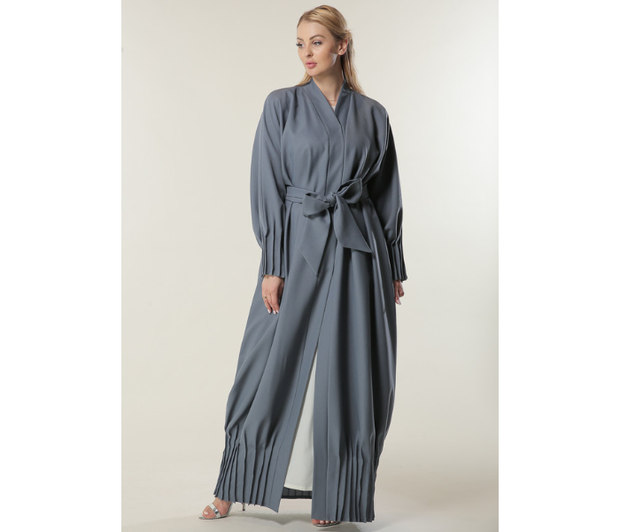 Moistreet Extra Small Grey Abaya with Pleated Hem and Sleeves - Zoom Image 1