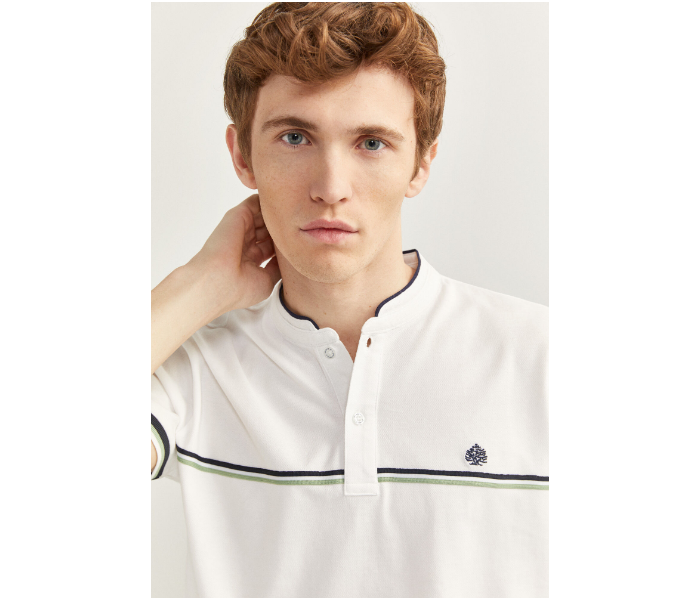 Springfield SS20 Basic Solid Slim Fit Polo T-Shirt Small For Mens - White - Zoom Image 1