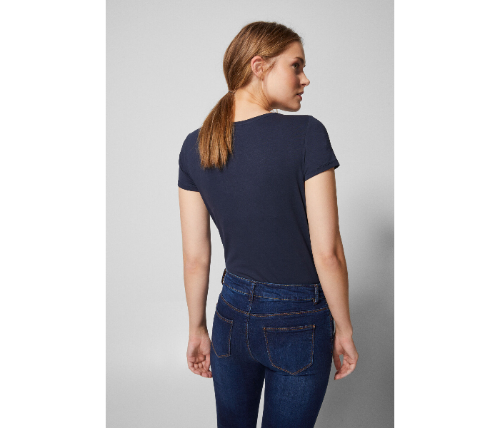 Springfield AW18 Plain Short Sleeve T-Shirt Small For Women - Dark Blue - Zoom Image 3