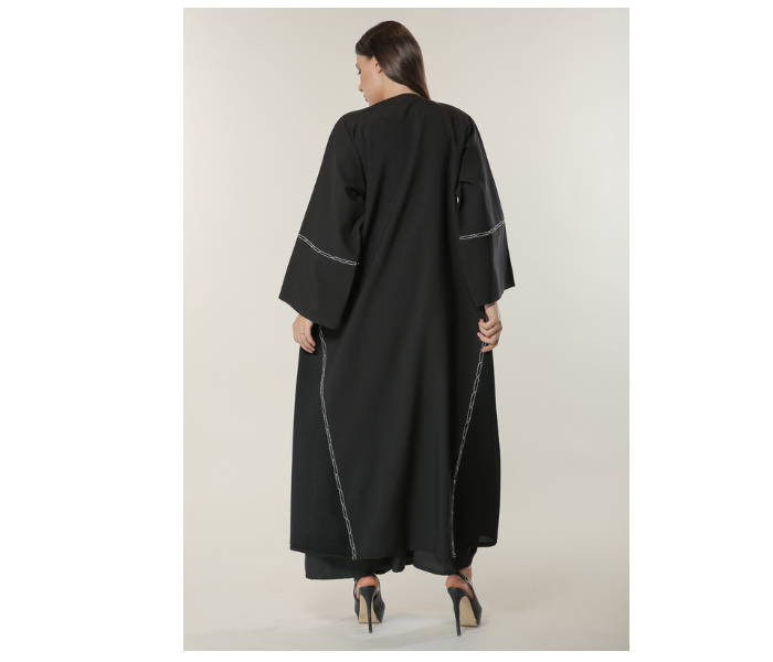 Moistreet Extra Large Black Abaya with Handwork - Zoom Image 3