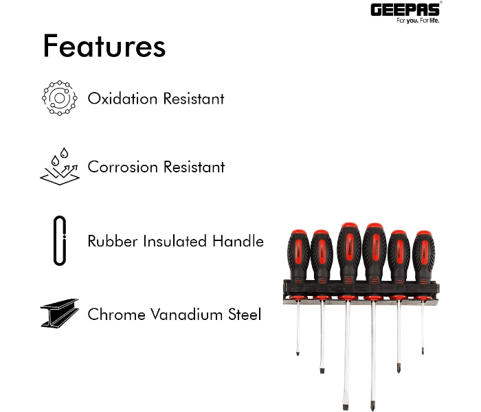 Geepas GT7631 6 Pcs Screwdriver Set Black and Red - Zoom Image 4