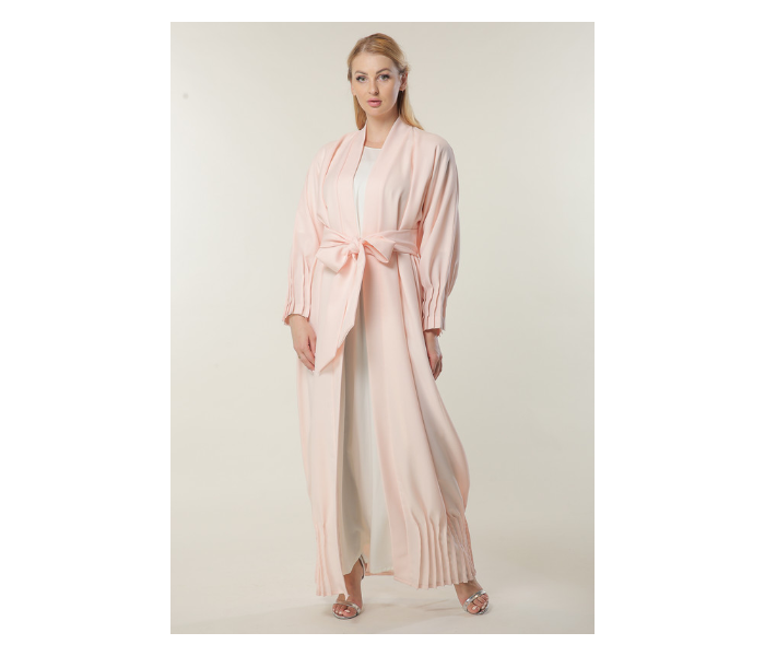 Moistreet Large Peach Abaya with Pleated Hem and Sleeves - Zoom Image 1