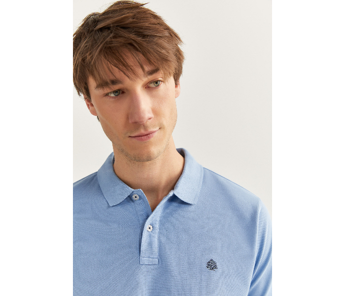 Springfield SS20 Basic Solid Slim Fit Polo T-Shirt X-Small For Men - Light Blue - Zoom Image 2