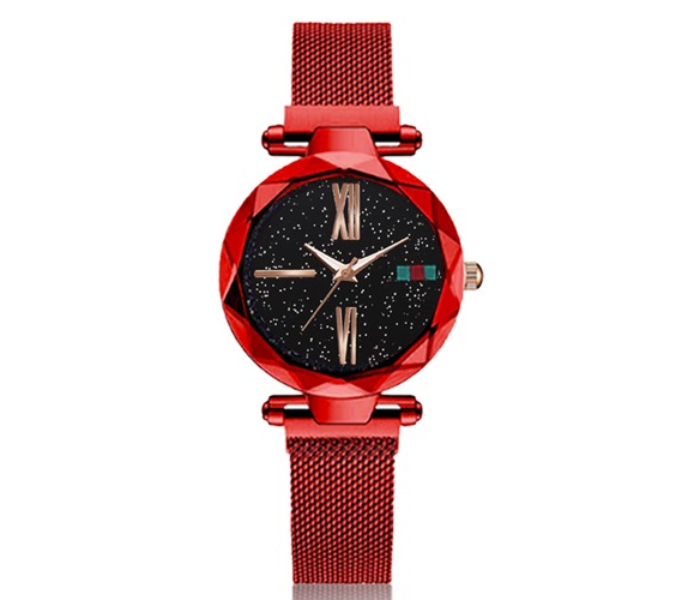 FLLi Star Sky Magnetic Mesh Strap Watch - Red - Zoom Image