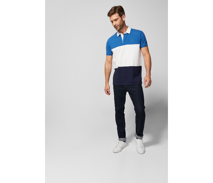 Springfield AW18 Polo Fancy T-Shirt Large For Men - Blue And White - Zoom Image 1