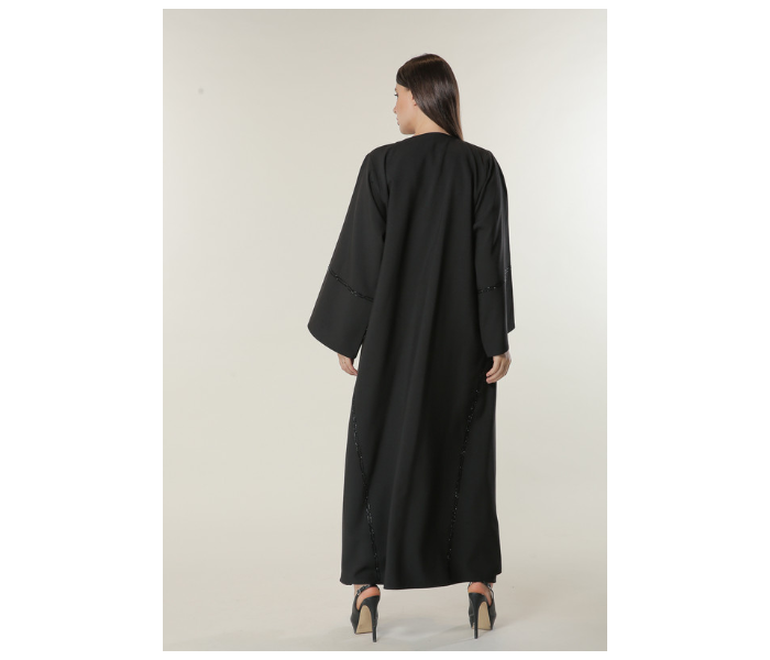 Moistreet Large Black Formal Abaya with Handwork - Zoom Image 3