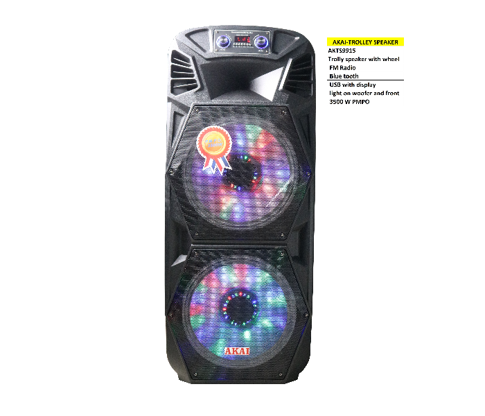 Akai AKTS9915 3500 Watts Trolley Speaker - Black - Zoom Image