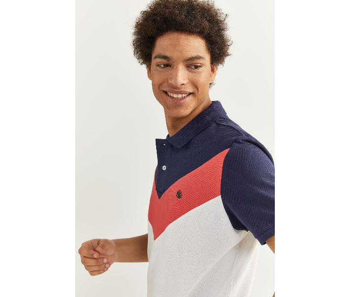 Springfield SS20 Basic Solid Slim Fit Polo T-Shirt X-Small For Men – Navy and White - Zoom Image 1