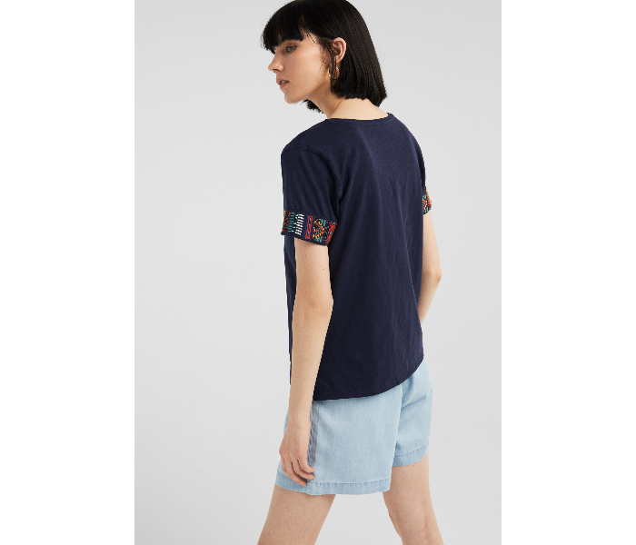 Springfield AW19 Short Sleeve Fancy T-Shirt Medium For Women - Navy - Zoom Image 2