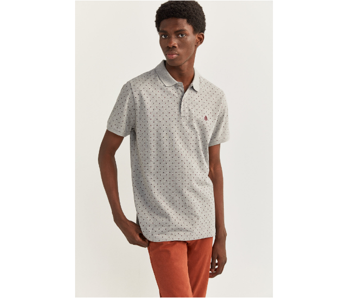 Springfield SS20 Basic Dotted Slim Fit Polo T-Shirt XX-Large For Men - Grey - Zoom Image 3