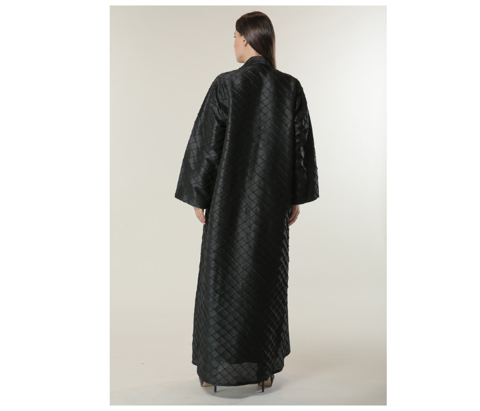 Moistreet Extra Large Black Jaquard Coat Style Abaya - Zoom Image 3