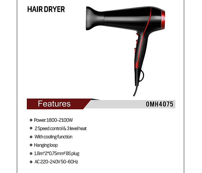 Olsenmark OMH4075 Professional Hair Dryer Cool Shot - Black - Zoom Image 2