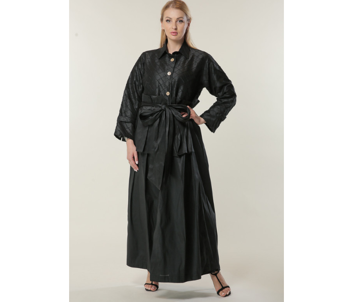 Moistreet Extra Large Uniquely Styled Abaya -Black - Zoom Image 1