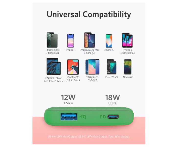 Anker A1231H62 Power Core Slim 10000mAh Power Bank - Green - Zoom Image 2