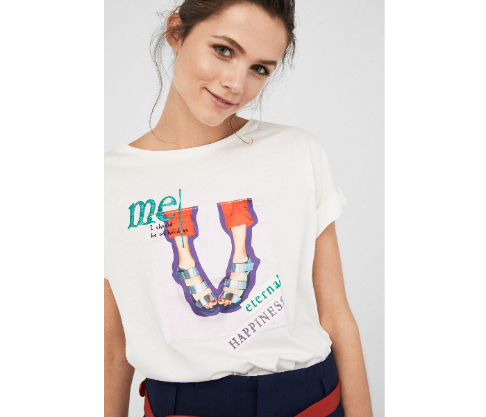 Springfield SS19 Short Sleeve Fancy T-Shirt X-Large For Women - White - Zoom Image 3