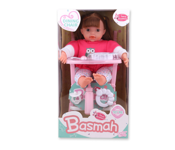 Basmah 14inch Girl Doll Set With Dining Chair and Sound - Pink - Zoom Image 2