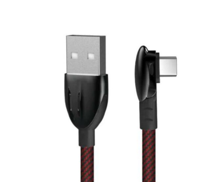 Porodo 1.2 Meter Zinc Alloy High-Density Braided Type-C Gaming Cable - Red and Black - Zoom Image 3