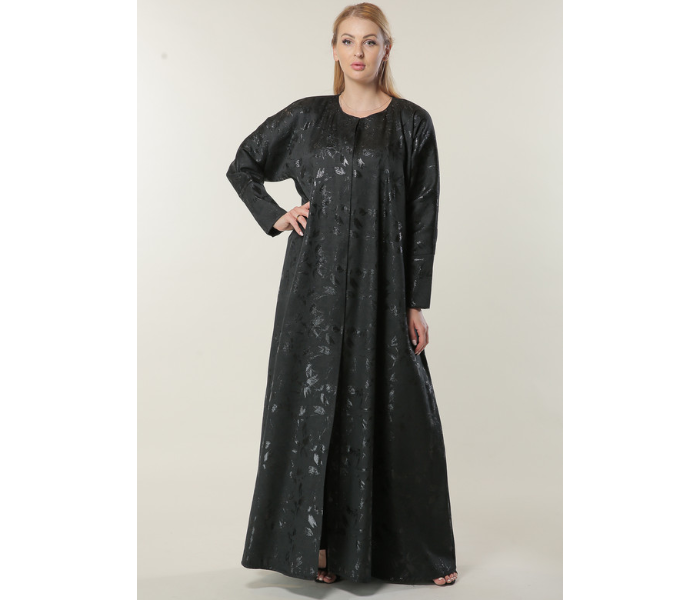 Moistreet Medium Black Jaquard Abaya - Zoom Image 1