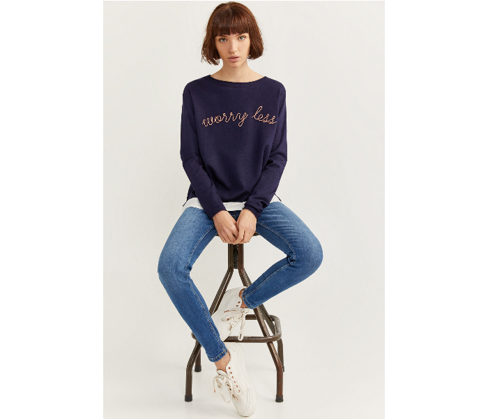 Springfield S20 Long Sleeve Knitwear Extra Small For Women - Dark Blue - Zoom Image 1