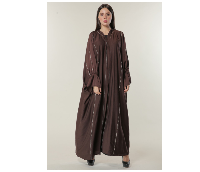 Moistreet Small Brown Abaya with Contrast Threadwork - Zoom Image 1