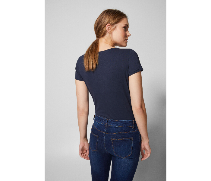 Springfield AW18 Plain Short Sleeve T-Shirt Large For Women - Dark Blue - Zoom Image 3