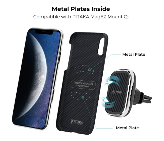 Pitaka 5.8 inch MagEz Case for iPhone XS - Black and Grey Plain - Zoom Image 1