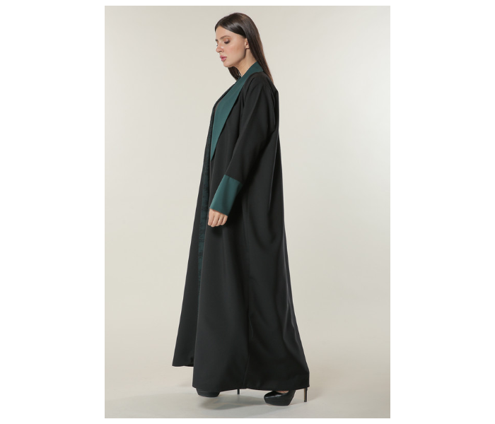 Moistreet Small Black Abaya with Contrast Panels Overlaid with Net Lace - Zoom Image 2