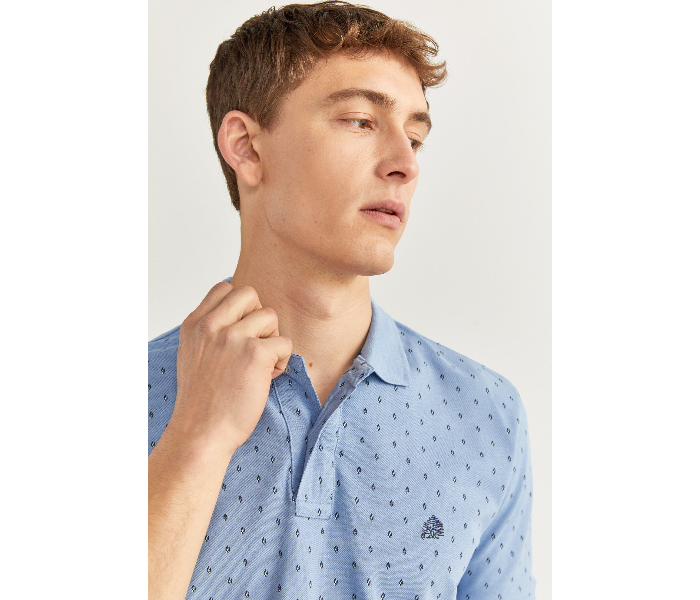 Springfield SS20 Basic Slim Fit Polo Dotted T-Shirt Small For Men – Light Blue - Zoom Image 2