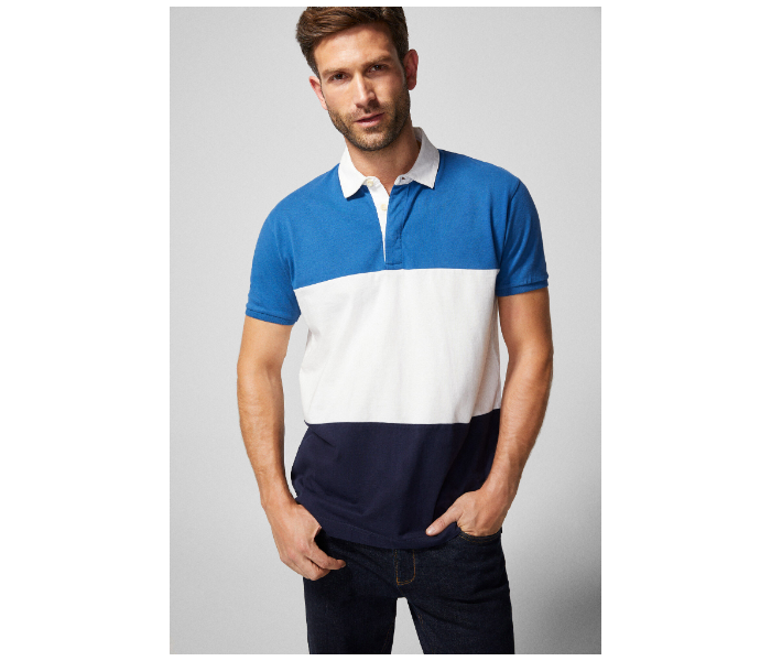 Springfield AW18 Polo Fancy T-Shirt X-Large For Men - Blue And White - Zoom Image 3