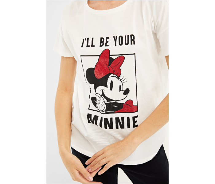 Springfield Short Sleeve Minnie Printed T-Shirt Small For Women - White - Zoom Image 2