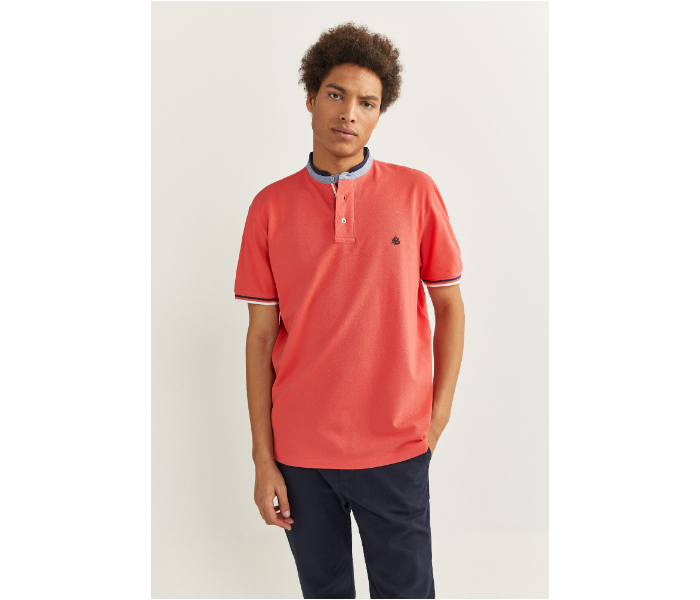 Springfield SS20 Basic Solid Slim Fit Polo T-Shirt X-Large For Men - Peach - Zoom Image 2