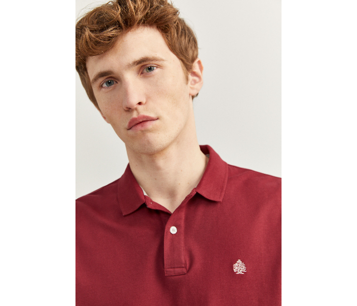 Springfield SS20 Basic Solid Slim Fit Polo T-Shirt Medium For Men - Maroon - Zoom Image 2