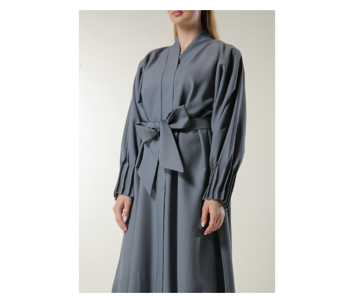 Moistreet Double XL Grey Abaya with Pleated Hem and Sleeves - Zoom Image 4