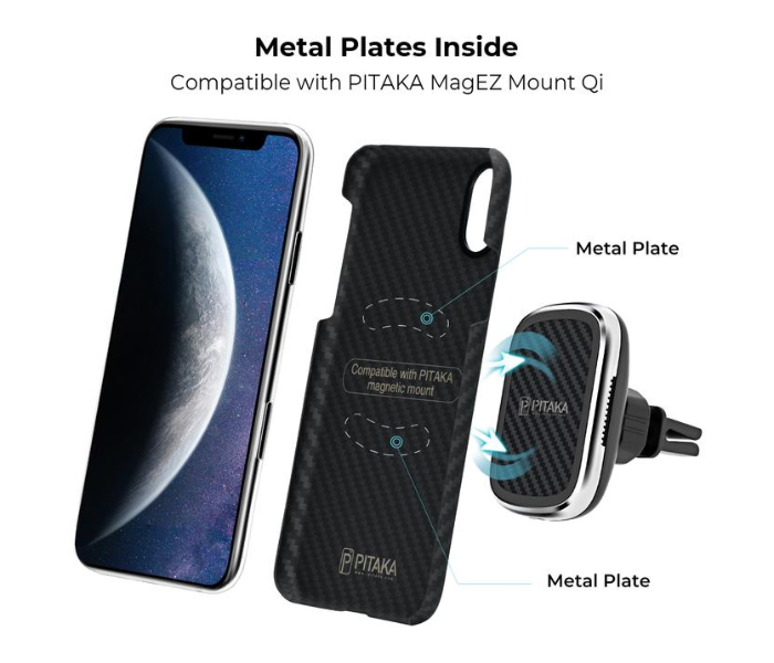 Pitaka 6.5 inch MagEz Case for iPhone XS Max - Black and Grey Twill - Zoom Image 2