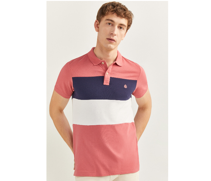 Springfield SS20 Basic Slim Fit Polo Block T-Shirt Large For Men – Light Pink - Zoom Image 4