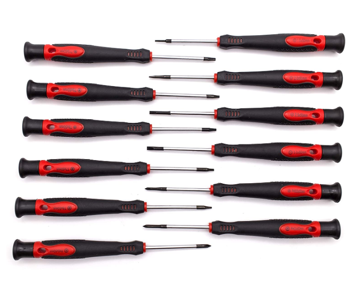 Geepas GT7656 12 Pcs Precision Screwdriver Set Black and Red - Zoom Image 1