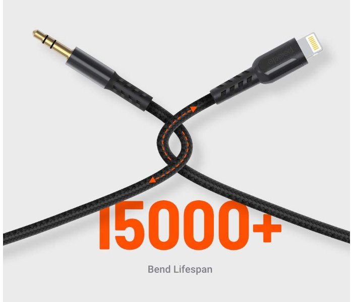 Porodo 1.2 Meter Lightning Aux Cable - Black - Zoom Image 4