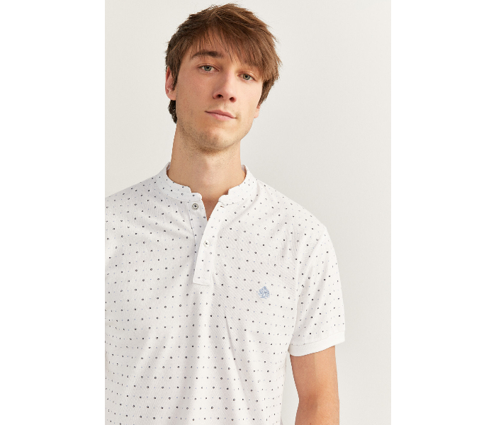 Springfield SS20 Basic Dotted Slim Fit Polo T-Shirt Medium For Mens - White - Zoom Image 1