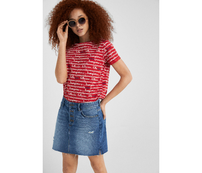 Springfield SS19 Short Sleeve Fancy T-Shirt Small For Women - Wine Red - Zoom Image 4