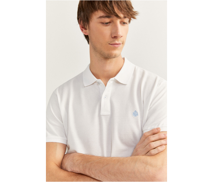 Springfield SS20 Basic Solid Slim Fit Polo T-Shirt X-Small For Men - White - Zoom Image 2