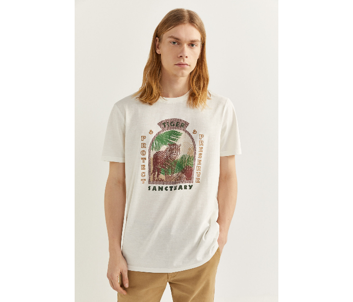 Springfield SS18 SPF Printed Quote Short Sleeve T-shirt Large - Cream - Zoom Image 1