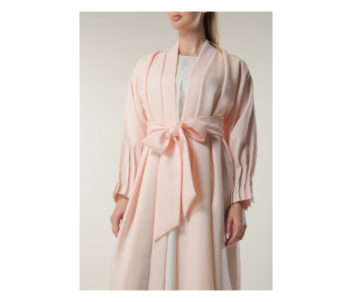 Moistreet Extra Large Peach Abaya with Pleated Hem and Sleeves - Zoom Image 4